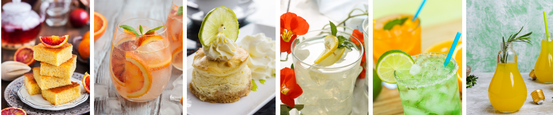 Drinks with blood orange, orange, lemon and lime